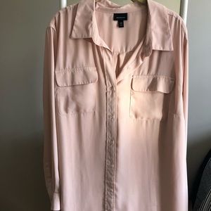 Plus Button-Up Who What Wear Blush Blouse
